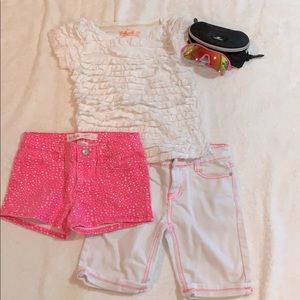 Girls Size 8 Pink & White 4 Piece Bundle Summer w/ Crewcuts & Torege Sunglasses